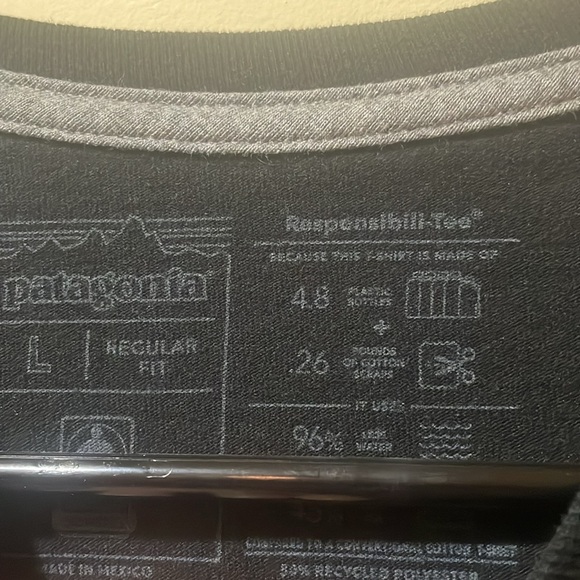 Men’s Patagonia Black Responslbill-Tee Regular Fit Back Logo Long Sleeve T-Shirt - Picture 4 of 7